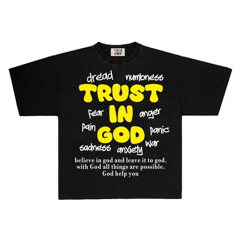 造物GOODGOD 260克重磅纯棉！简约字母百搭文字情侣款宽松短袖T恤