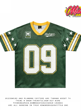 y2k hoodie~美式复古小众运动风短袖T恤男女宽松透气绿色街头百搭