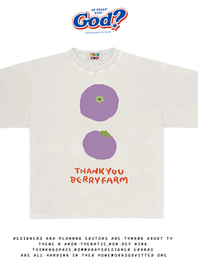 造物GOODGOD 2025夏季新款两颗果实小众设计印花宽松百搭短袖T恤