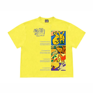 抽象油画设计感上衣 t恤女夏季 28blocks潮牌美式 复古oversize短袖