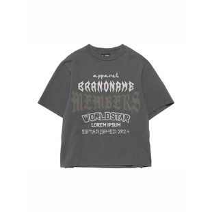 设计感小众宽松上衣 t恤女新款 28blocks美式 复古字母印花潮牌短袖