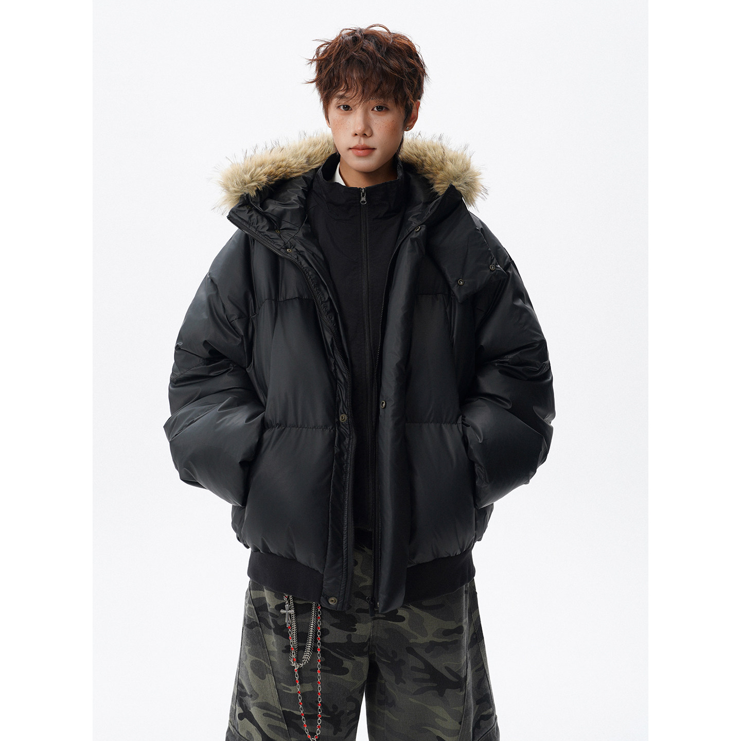 90白鸭绒毛领羽绒服外套618-YR05-P245控388LK，男装羽绒服，星座618