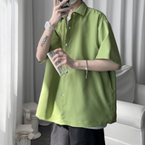 盐系夏款宽松7色纯色短袖翻领衬衫t桖打底衫618-CS90-P30控48，男装T恤，星座618