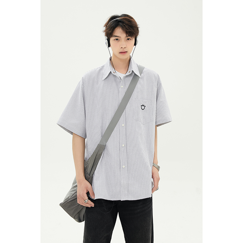 夏季纽扣笑脸衬衫防晒衬衣618-CS022-P45控78，男装防晒衣，星座618