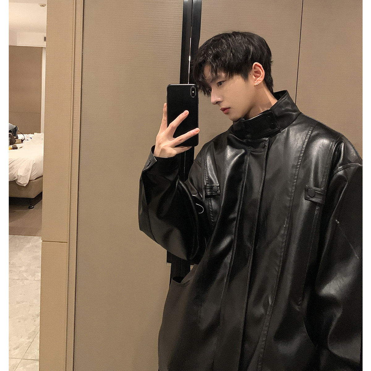 高品质小众设计感皮衣男士机车服外套618-JK150-P110控128，男装皮衣，星座618