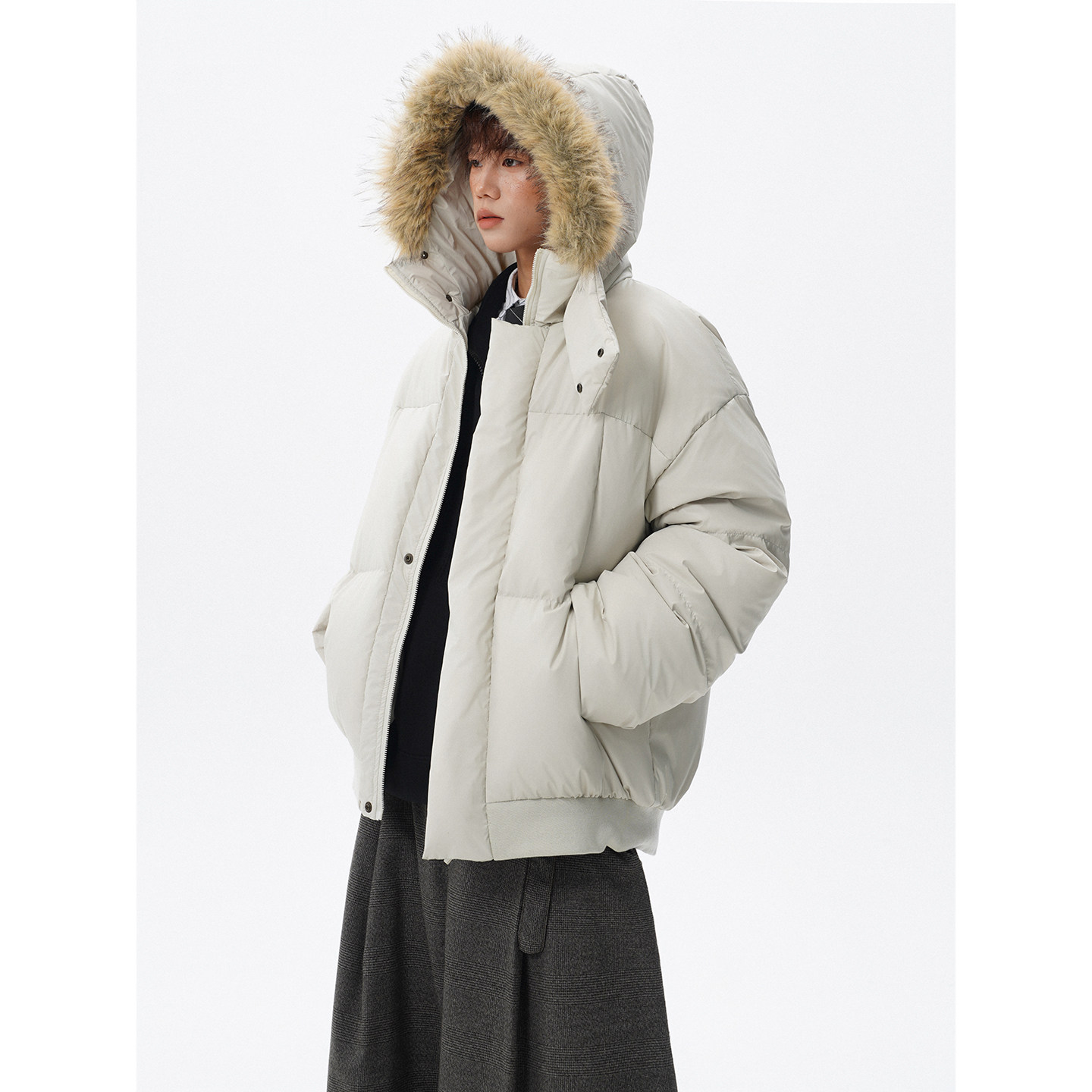 90白鸭绒毛领羽绒服外套618-YR05-P245控388LK，男装羽绒服，星座618