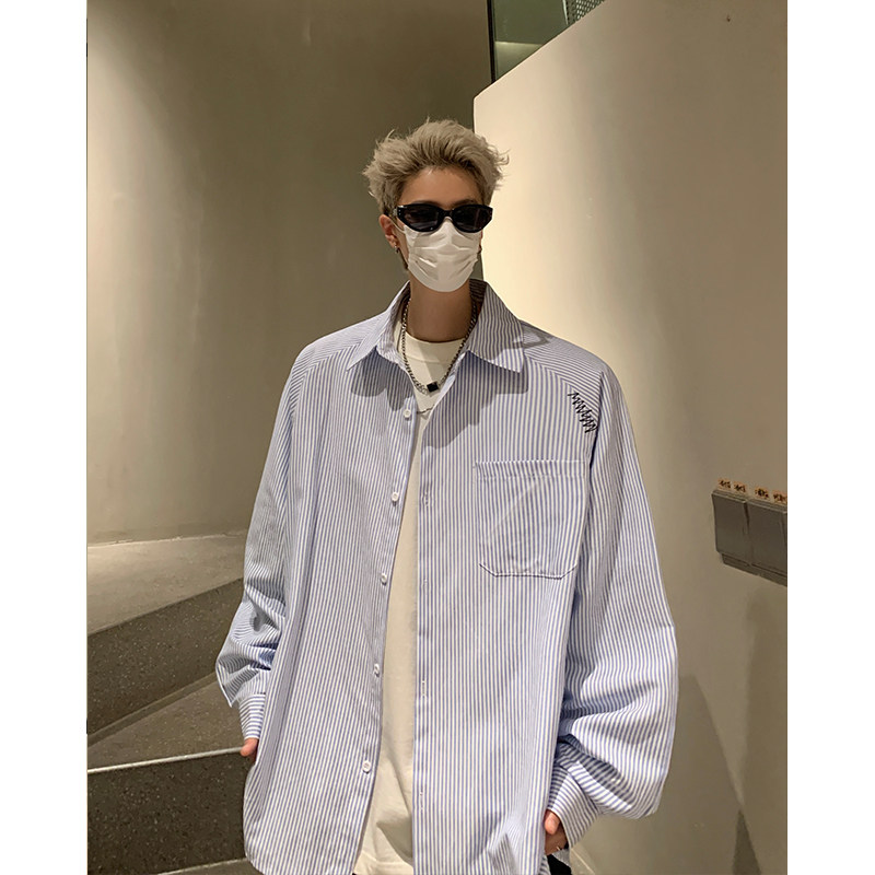 春秋新款条纹格子刺绣衬衣衬衫618-CS221-P50控78,男装衬衫,星座618