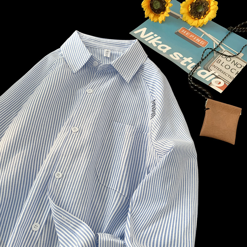 春秋新款条纹格子刺绣衬衣衬衫618-CS221-P50控78，男装衬衫，星座618