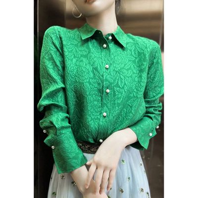 真丝白色桑蚕丝衬衫打底衫上衣女轻奢高级感2025春季设计感小众