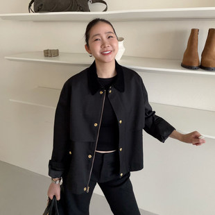 widelia老板娘春季韩系高级翻领小香外套重工小个子宽松夹克7025