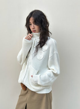 MENT WITH YOU 2025秋冬新款女装女装短外套针织开衫保暖毛衣