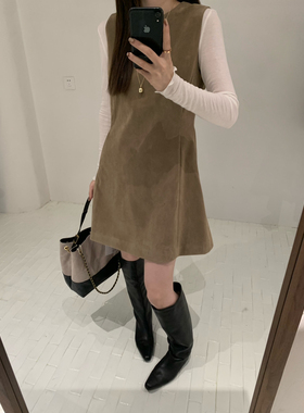 ATELIER BLANC2025秋冬新款女装小众秋款麂皮背心裙连衣裙