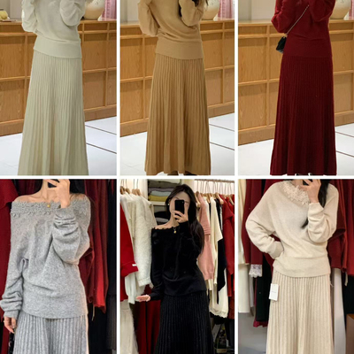 ens sunshine-立体绣花蕾丝花边领修身保暖毛衣（含6羊毛）