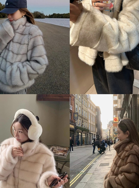 Yvon edit-秋冬新款女装简约拉链时髦毛毛保暖皮毛一体外套女