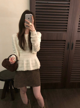 ENNOOK 2025秋冬新款女装通勤百搭背心针织衫镂空针织套装含5羊毛