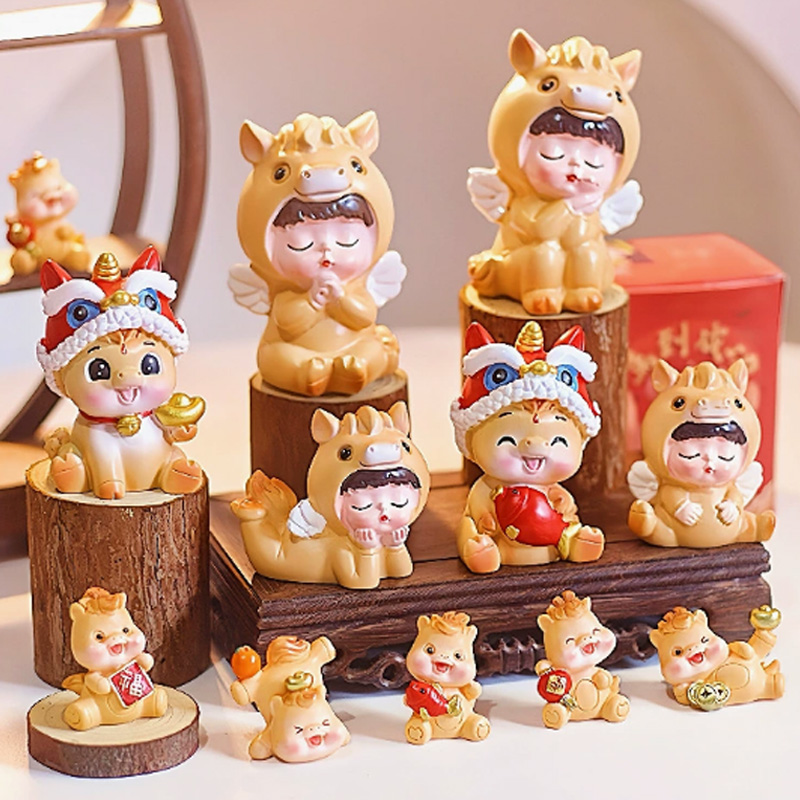 2026可爱卡通生肖马宝宝摆件新年蛋糕装饰品生日萌趣公仔贴纸插件