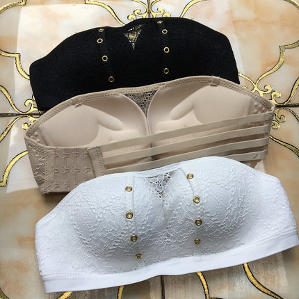 无肩带文胸隐形聚拢上托超防滑婚纱内衣女礼服用胸贴加厚裹胸抹胸