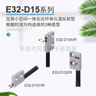 在狭小空间漫反射型E32 D15YR 传感器3种方向可选安装 全新光纤单元