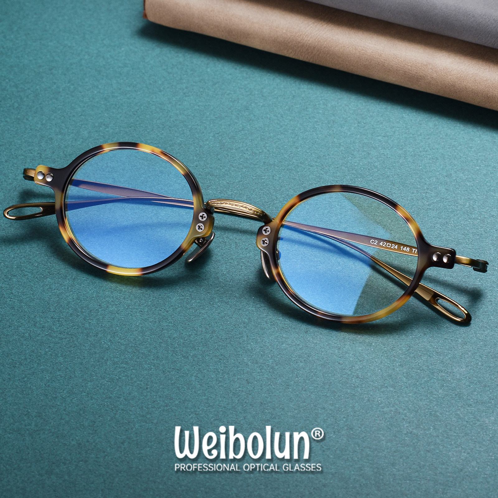 复古板材玳瑁色超轻纯钛椭圆框眼镜架男女文艺高端定制高度数镜框