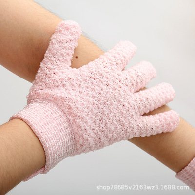 五指淋浴洗澡刷手套洗澡巾淋浴磨砂搓背洗澡手套双面清洁搓澡巾女