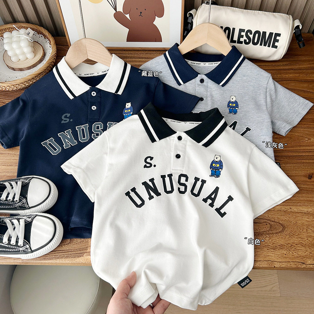 2026夏季新款儿童短袖polo衫 中大男孩子翻领短袖T恤宝宝印花上衣,童装/婴儿装/亲子装,儿童POLO衫,淘宝优惠券,粉丝福利购,淘宝优惠卷