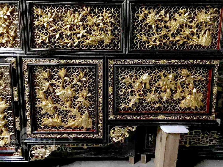 神庵香台神台贴金工程上门施工  家居客厅装饰贴金工艺品