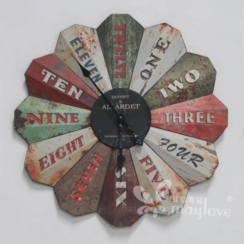 European style American style rural Retro Metal Iron art Clock Rome number Wall Clock Wallin the Home accessories , Mural  category - from Buy2taobao.com to provide professional Taobao agent buy service