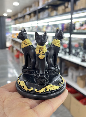 水晶球底座原石矿石展示球托 贝斯特猫咪摆件 树脂家居工艺品