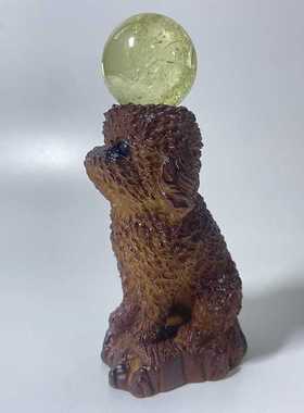 水晶球底座树脂小泰迪球座托球形饰品收纳生肖工艺品家居装饰摆