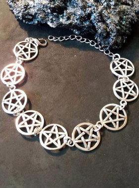 火爆热销中韩版时尚星星五芒星镂空手链 合金diy饰品