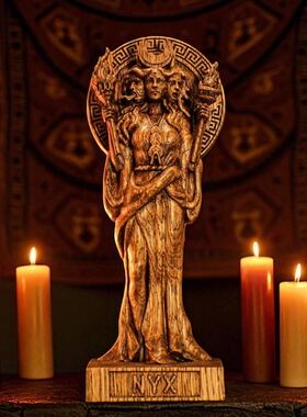 进口Nyx Statue 希腊月亮女神橡木雕像 希腊神话收藏 家居装饰