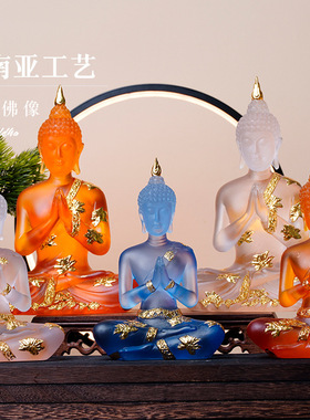 玄关桌面摆件佛像装饰工艺品仿琉璃家居摆件客厅装饰品纪念品