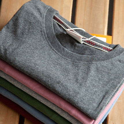 日系复古纯色衫宽松山系短袖t恤2024新款圆领纯棉体恤夏季上衣男