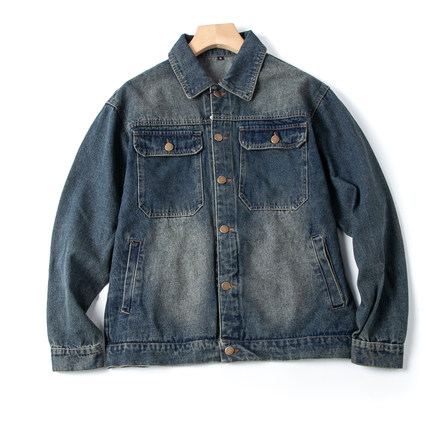 男生穿搭上衣美式复古经典短款牛仔夹克休闲外套青少年牛仔风衬衫