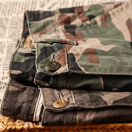 阿美咔叽美式复古日系工装短裤潮流纯棉修身直筒水洗五分休闲裤潮