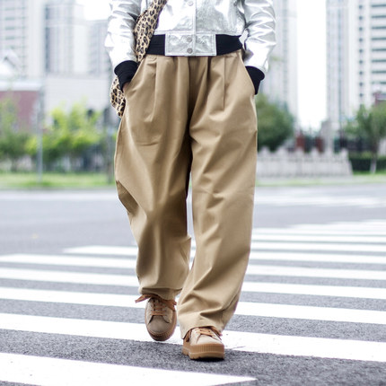 耐磨男裤宽松直筒锥形廓形休闲裤工装风痞帅伐木裤日系阔腿长裤子