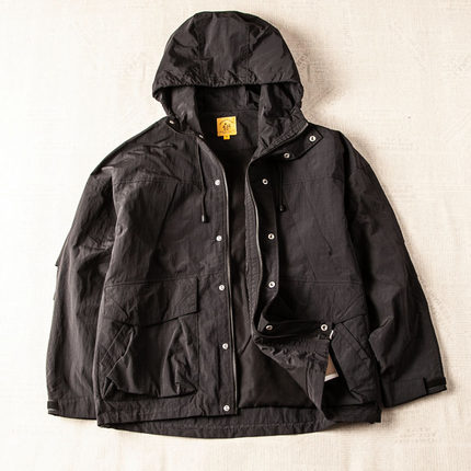 日系机能户外宽松连帽冲锋衣夹克男式纯色百搭工装休闲外套上衣潮