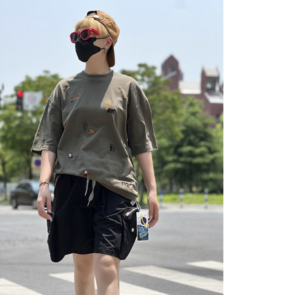 男生外穿短裤美式复古日系机能速干户外大口袋宽松廓形工装五分裤