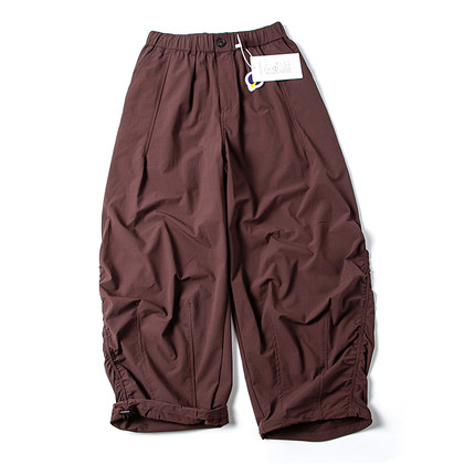 褶皱伞兵裤男日系复古机能速干廓形直筒裤阔腿束脚垂感休闲长裤子