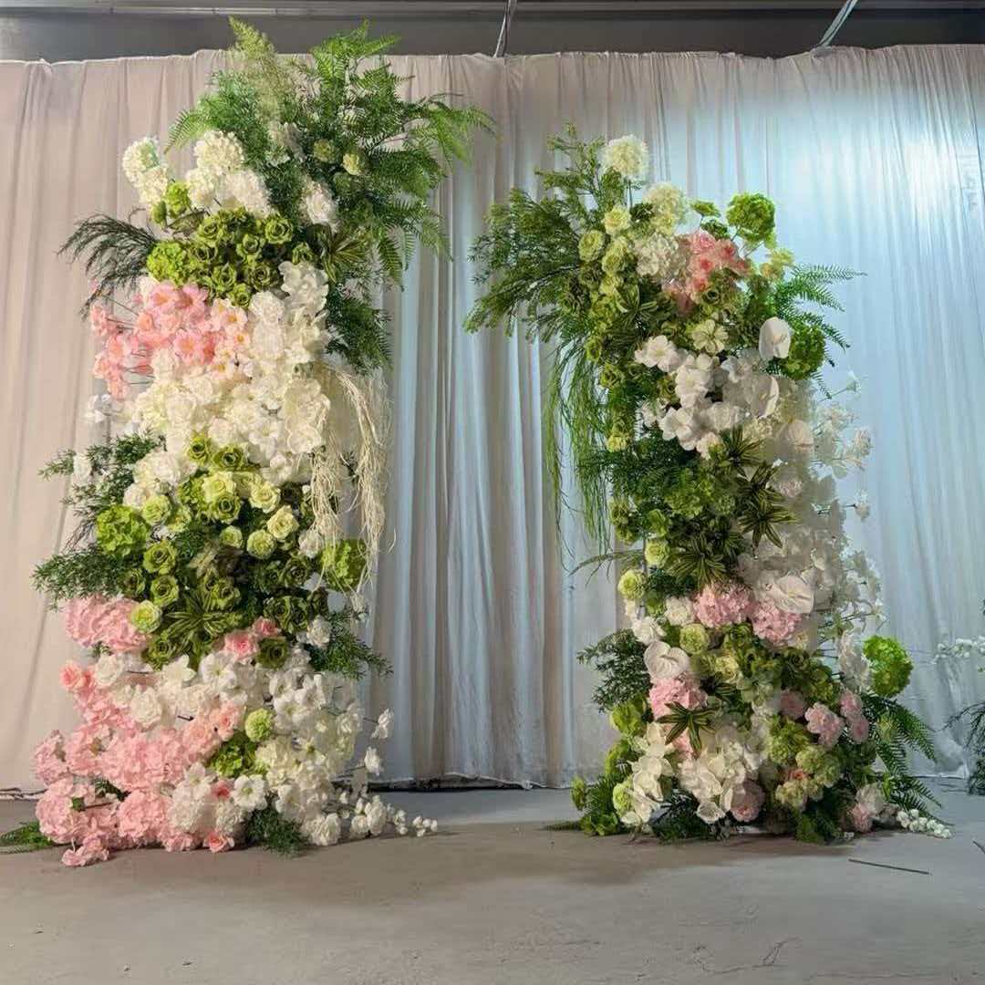 婚庆道具森系仿真牛角花婚礼背景绢花拱门布置花柱装饰花排成品花