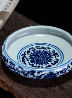 景德镇80年代库存厂货瓷器国营瓷厂龙纹烟灰缸包老保真青花瓷陶瓷