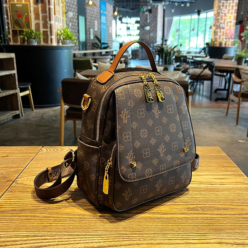 LEATHER BACKPACK WOMENS 2024 NEW FASHION LARGE-CAPACITY SCHOOL BAG PREMIUM SENSE HANDBAG SHOULDER BAG TRAVEL WOMENS BACKPACK