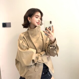 风衣外套女2026秋冬季新款设计感小众卡其色韩系短款女士早秋上衣