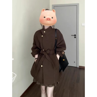独特超好看毛呢外套女秋冬季2025新款高级感小个子中长款收腰大衣