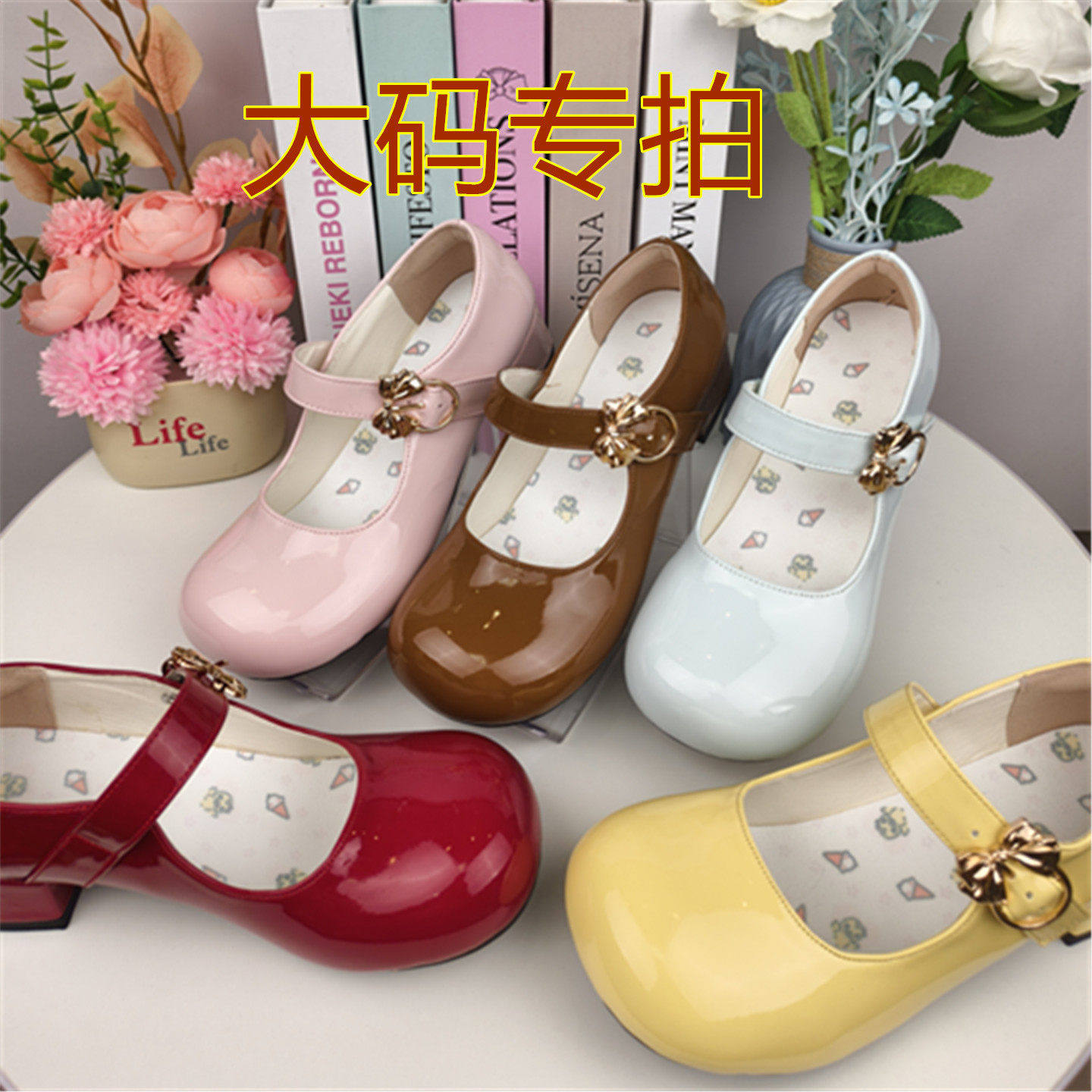 蝴蝶结原创lo鞋可爱圆头低跟加大尺码lolita少女jk百搭制服鞋女鞋
