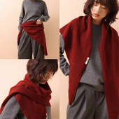 2026新款 保暖百搭高级感外搭护颈红色围巾 含羊毛三角披肩女秋冬季