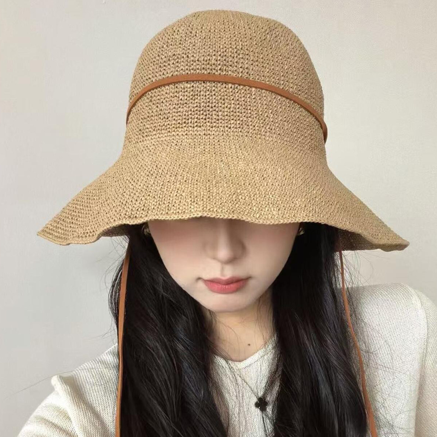 夏季大檐可翻卷防晒显脸小渔夫帽