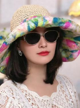 春夏草编大檐防晒遮阳渔夫帽女