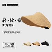 韩国可折叠空顶防晒帽女夏季 防紫外线遮阳帽仿草编太阳帽子大帽檐