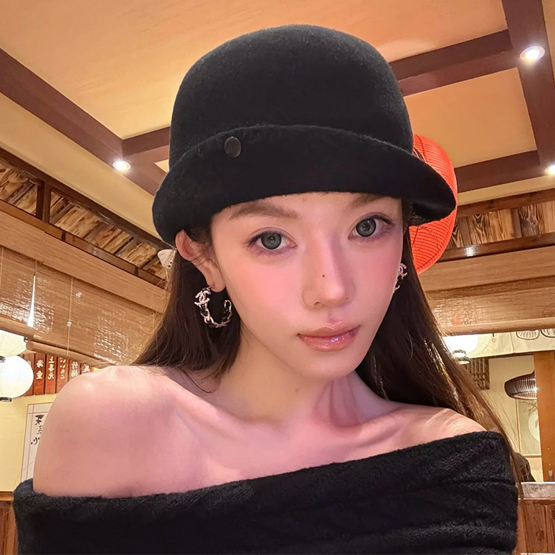 张婧仪同款羊毛渔夫帽秋冬显脸小